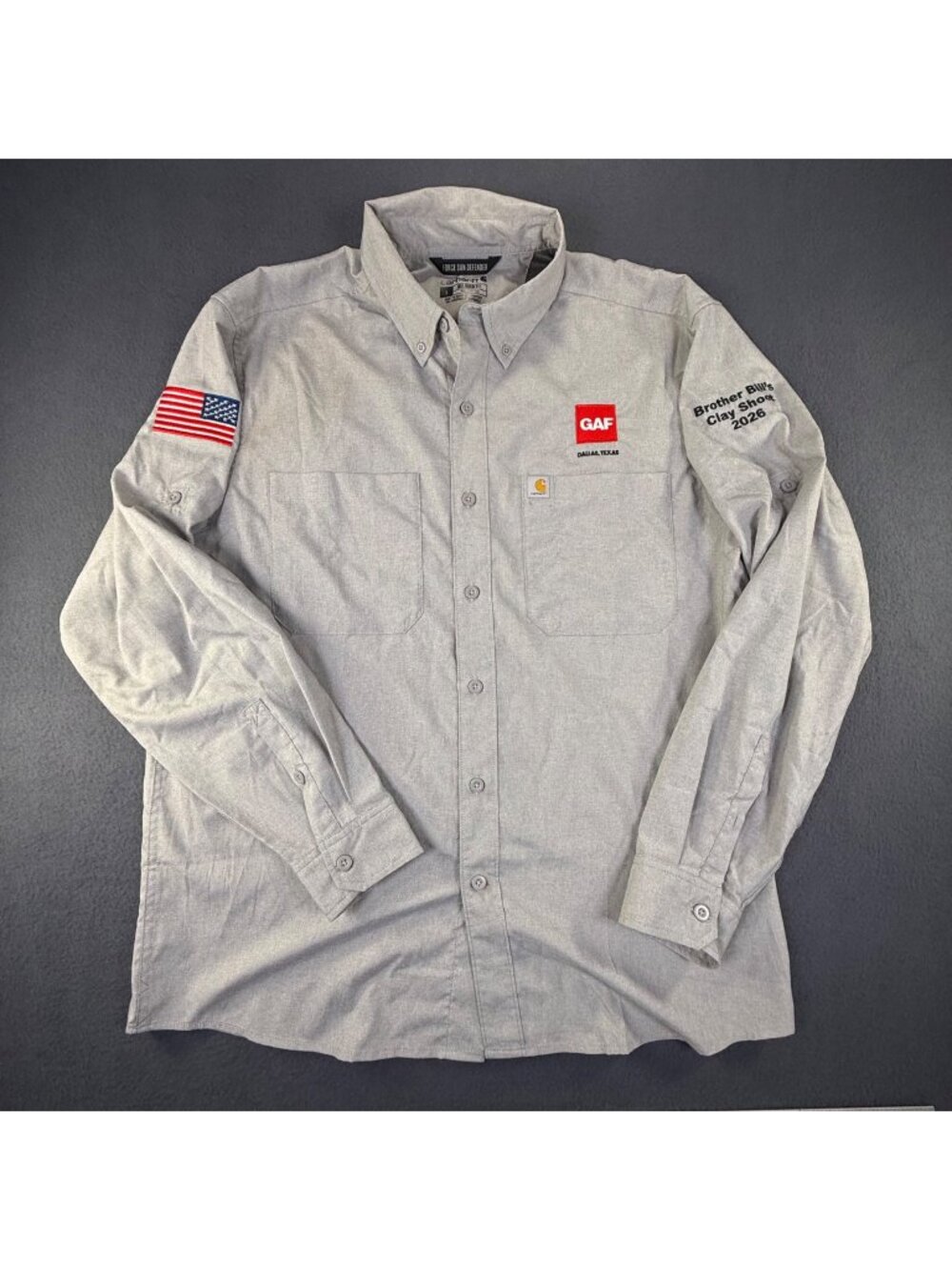 CARHARTT Force Sun Defender Shirt Men L Relaxed Lightweight Long Sleeve LOGO EUC